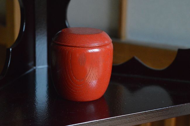 赤地友哉　かき合塗茶器　小堀宗慶箱書